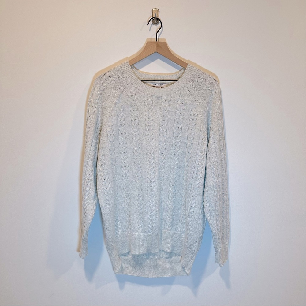 Athleta Crossroads Crew Sweater Size Large Metallic Merino Blend